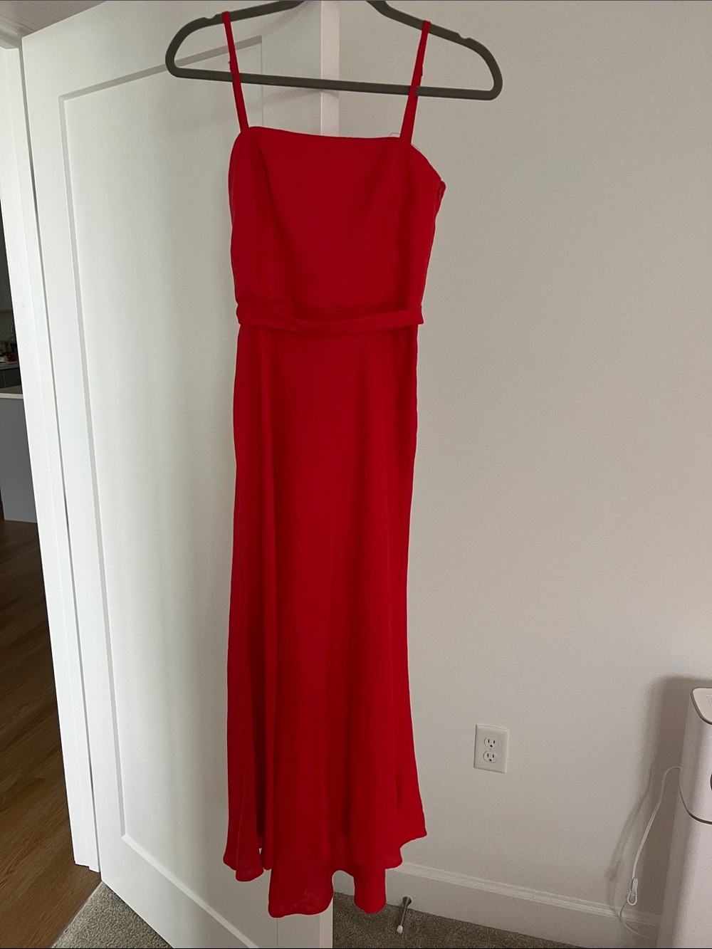 Mango Red Spaghetti-Strap Maxi Dress
